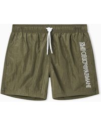 Emporio Armani - Swim Shorts With Stitched Logo Embroidery - Lyst