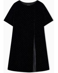 Emporio Armani - Short-Sleeved Velvet Dress With Glitter Polka Dots - Lyst