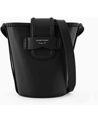 Emporio Armani - Leather Bucket Shoulder Bag With Icon Strap - Lyst