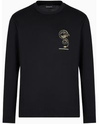 Emporio Armani - Armani Sustainability Values Lyocell-blend Jersey Sweater With Dragon Embroidery - Lyst