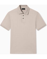 Emporio Armani - Slim-Fit Jersey Polo Shirt With All-Over Jacquard Eagle - Lyst