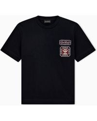 Emporio Armani - Heavy Jersey T-Shirt With Embroidered Logo Patch - Lyst