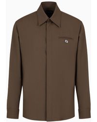 Emporio Armani - Light Wool Shirt With Pocket And Contoured Button - Lyst