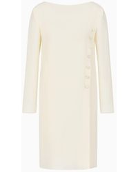 Emporio Armani - Technical Cady Tunic Dress With Satin Buttons - Lyst