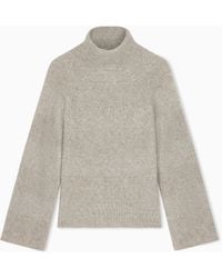 Emporio Armani - High-Neck Plain And Reverse Knit Sweater - Lyst