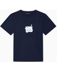 Emporio Armani - Organic Jersey T-Shirt With Print And Polka Dots - Lyst