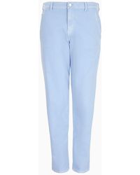 Emporio Armani - Pantalones J5a De Cintura Media Y Pernera Relajada En Mezcla De Algodón Teñido En Prenda - Lyst