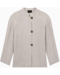 Emporio Armani - Flowing Washed Lyocell Shirt With Guru Collar - Lyst