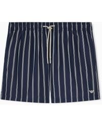 Emporio Armani - Striped Print Swim Shorts - Lyst
