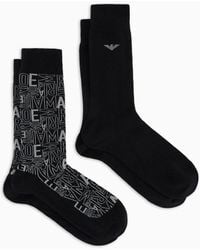 Emporio Armani - Two-pack Of Socks With Jacquard Logo - Lyst