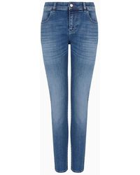 Emporio Armani - J36 Mid-rise, Straight-leg Jeans In A Worn-effect Denim With Signature Logo Embroidery - Lyst