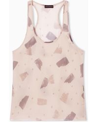 Emporio Armani - Geometric-Print Pure Silk Crepon Top - Lyst