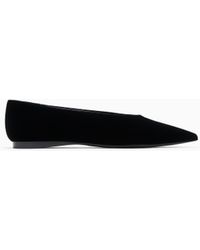 Emporio Armani - Pointed-Toe Velvet Ballet Flats - Lyst