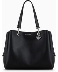 Emporio Armani - Palmellato Leather-effect Shopper Bag With Eagle Charm - Lyst