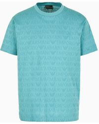 Emporio Armani - Jersey T-shirt With All-over Jacquard Lettering - Lyst