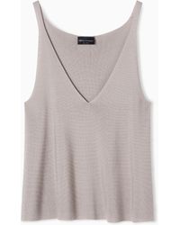 Emporio Armani - Link-Stitch Knit V-Neck Top - Lyst