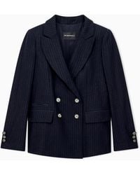 Emporio Armani - Double-Breasted Pinstripe Wool-Blend Blazer Signature Capsule - Lyst