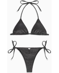 Emporio Armani - Padded, Lurex Fabric Triangle Bikini - Lyst