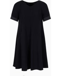 Emporio Armani - Tech Cady Flared Dress With Satin Insert - Lyst
