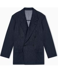Emporio Armani - Denim Capsule Collection Lyocell-Blend Double-Breasted Jacket - Lyst