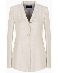 Emporio Armani - Chevron-motif Viscose Crêpe Jacket With An Opening At The Back - Lyst