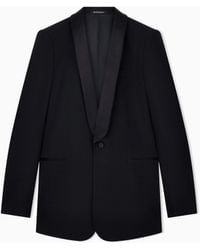 Emporio Armani - Single-Button Tuxedo Jacket With A Satin Shawl Lapel - Lyst