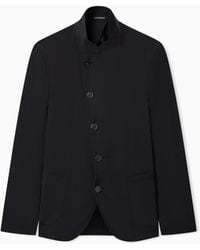Emporio Armani - Icon Guru-Collar Jacket With Off-Centre Fastening - Lyst
