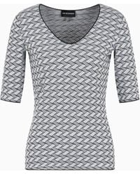 Emporio Armani - Short-Sleeved V-Neck Jumper - Lyst