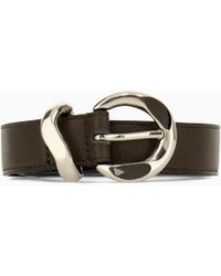 Emporio Armani - Leather Tongue Belt With A Polished Metal Buckle - Lyst