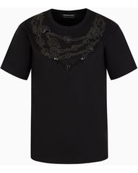 Emporio Armani - T-shirt Aus Merzerisierter Baumwolle Mit Trompe-l'œuil-print - Lyst