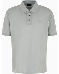 Emporio Armani - Mercerized Piqué Polo Shirt With Chevron Trim - Lyst