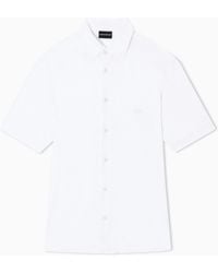 Emporio Armani - Slim Fit Lyocell Jersey Shirt With Short Sleeves Essential - Lyst