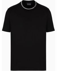 Emporio Armani - T-shirt Avec Col À Logo En Jersey Mélange Lyocell Asv - Lyst