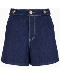 Emporio Armani - Pantalones Cortos De Denim Confort Aclarado - Lyst