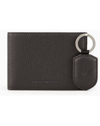 Emporio Armani - Gift Box With Wallet And Keyring In Tumbled Leather - Lyst