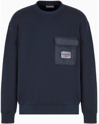 Emporio Armani - French Terry Jersey Sweatshirt With Padded Pocket And Logo Patch - Lyst