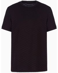Emporio Armani - T-shirt Aus Merzerisiertem Jersey Mit Allover-adler Aus Jacquard - Lyst