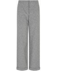 Emporio Armani - Icon Chevron Viscose-Blend Trousers - Lyst