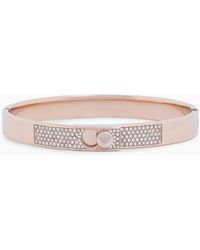 Emporio Armani - Rose Gold-tone Stainless Steel With Crystals Setted Bangle Bracelet - Lyst