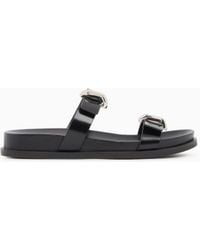Emporio Armani - Shiny Polished Leather Sandals - Lyst