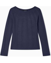 Emporio Armani - Boat-Neck Jumper With A Links-Stitch Motif - Lyst