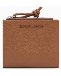 Emporio Armani - Zipped, Tumbled-Leather Card Holder - Lyst