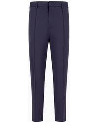 Emporio Armani - Travel Essentials Trousers In A Viscose Jersey Blend With Ribs And Elasticated Waist - Lyst
