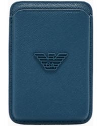 Emporio Armani - Asv Kartenetui Mit Magnetfunktion, Gefertigt Aus Neu Aufbereitetem Saffiano - Lyst