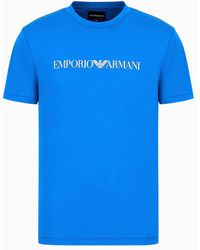 Emporio Armani - Pima Jersey T-shirt With Logo Print - Lyst