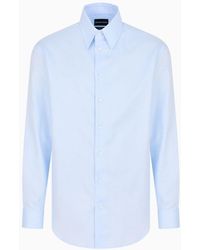 Emporio Armani - Herringbone Motif Jacquard Cotton Shirt - Lyst