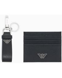 Emporio Armani - Asv Gift Box With Regenerated Saffiano Leather Wallet And Card Holder With Eagle Plate - Lyst