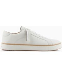 Emporio Armani - Leather Sneakers With A Contrasting Welt - Lyst