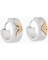 Emporio Armani - Two-Tone Stainless Steel Hoop Earrings - Lyst
