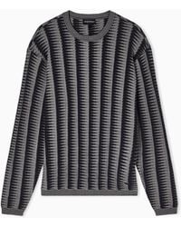 Emporio Armani - Jumper With Two-Tone Jacquard Design - Lyst